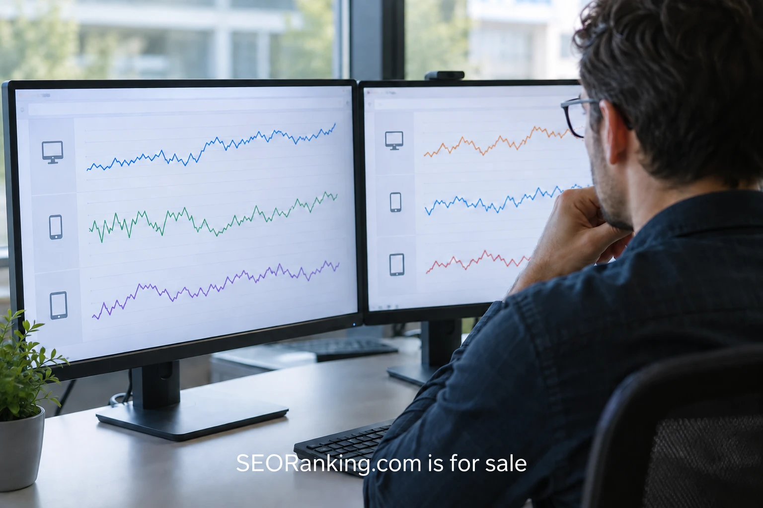 An analyst comparing segmented search performance charts